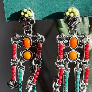 Skeleton Dangle Beaded Earrings